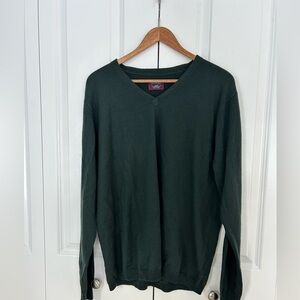UNTUCKit Men's Large Green Merino Wool V-Neck Sweater Pullover